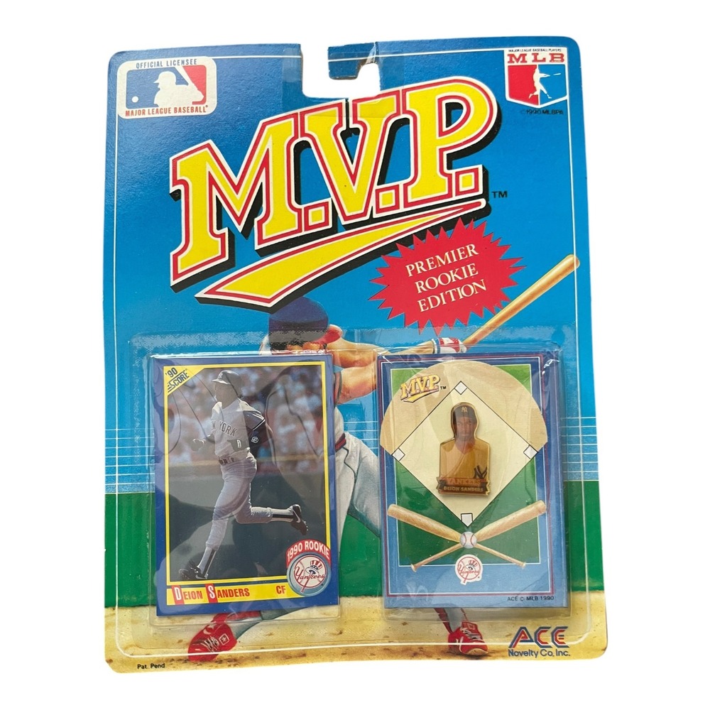 1990 MVP Premier Rookie Edition Deion Sanders Card & Pin Set Ace Novelty MLB